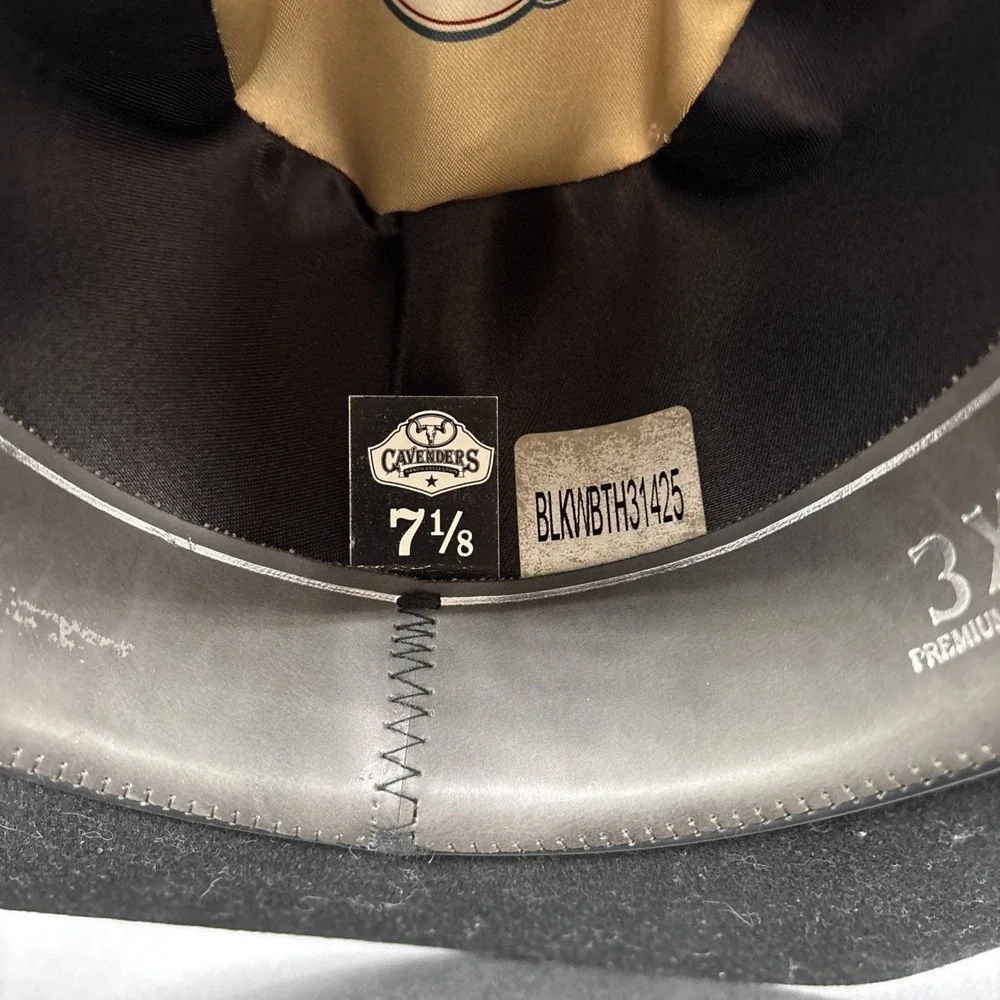 Cavenders 3X Cowboy Collection Black Premium Wool Felt Cowboy Hat Size 7 1/8